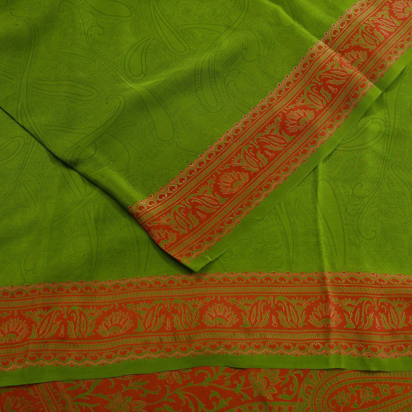 Indian Vintage Sari Green Pure Crepe Silk Printed Saree 5yd Sewing Floral Soft Craft Fabric Wrap Dress making Crafting Quilting