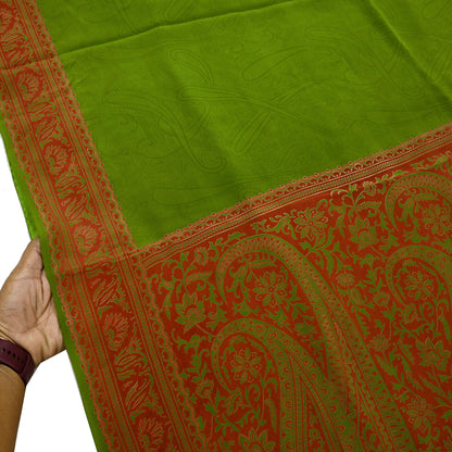 Indian Vintage Sari Green Pure Crepe Silk Printed Saree 5yd Sewing Floral Soft Craft Fabric Wrap Dress making Crafting Quilting