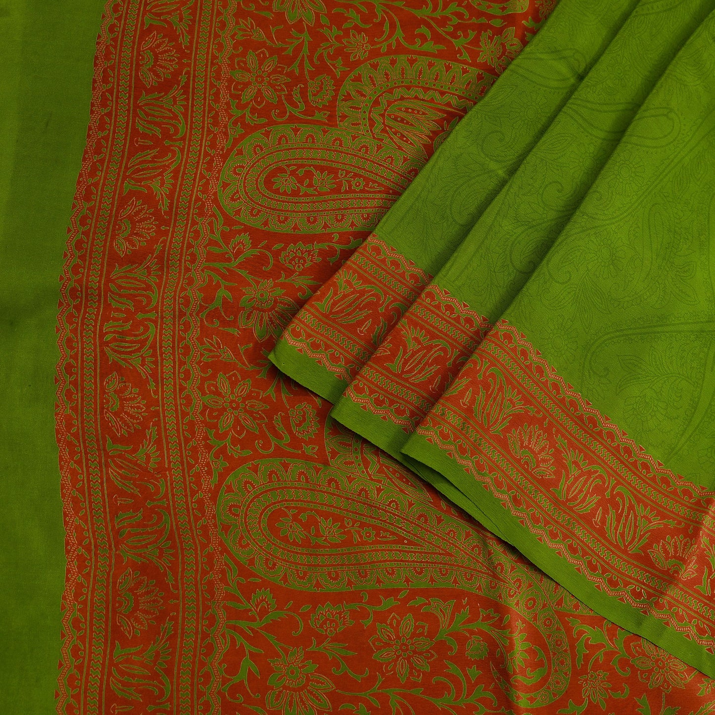 Indian Vintage Sari Green Pure Crepe Silk Printed Saree 5yd Sewing Floral Soft Craft Fabric Wrap Dress making Crafting Quilting