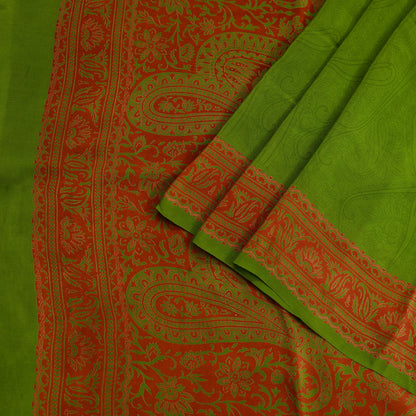 Indian Vintage Sari Green Pure Crepe Silk Printed Saree 5yd Sewing Floral Soft Craft Fabric Wrap Dress making Crafting Quilting