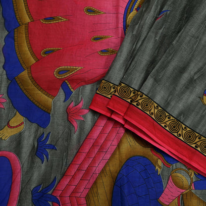 Indian Vintage Sari Gray & Pink Printed Pure Cotton Sarees Fabric Floral 5Yd Sarong Wrap Boho Fabric Kimono Dress making Crafting