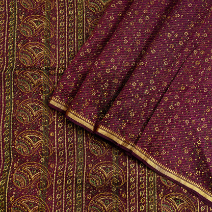 Indian Vintage Sari Purple 100% Pure Silk Painted/Printed Sarees Fabric 5yard Sewing Craft Fabric DressMaking  Soft Wrap Zari Border