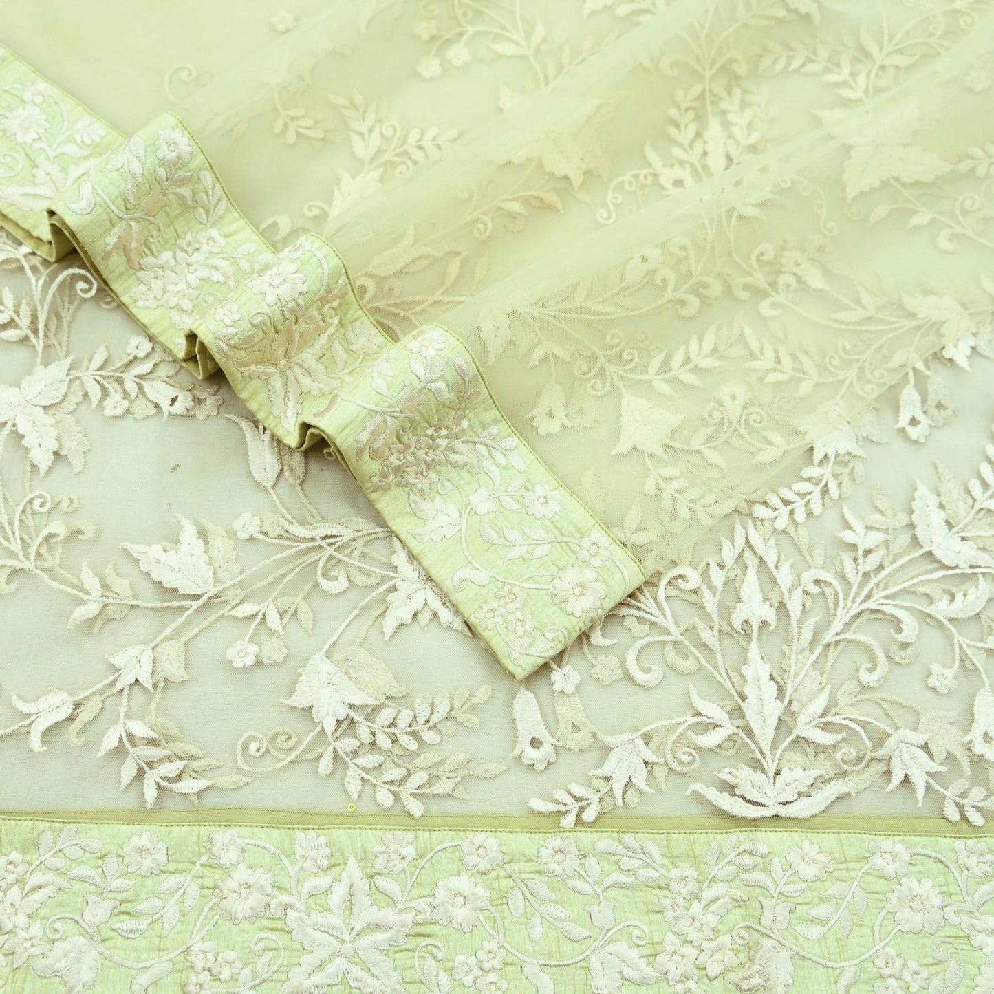 Indian Vintage Green Dupatta Long Stole Net Mess Hand Embroidered Scarves Veil Hijab Sequins stole veil hijab