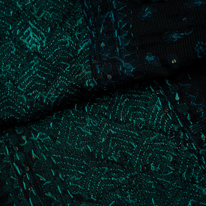 Indian Vintage Dupatta Black Long Stole Hand Embroidered Bagh Phulkari Stole Scarves Fringes Party wear