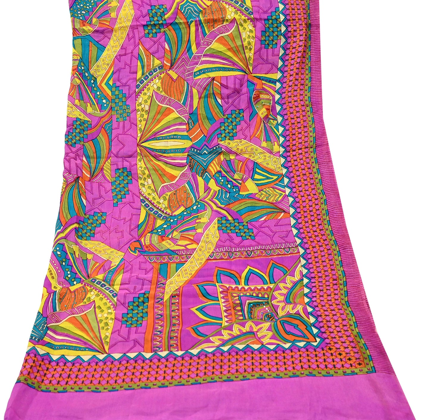 Indian Vintage Magenta Dupatta Long Stole Pure silk Digital Printed Dupatta Veil Scarves soft Boho Wrap Dressmaking