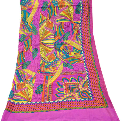 Indian Vintage Magenta Dupatta Long Stole Pure silk Digital Printed Dupatta Veil Scarves soft Boho Wrap Dressmaking