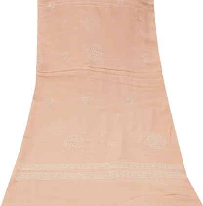 Indian Vintage Peach Dupatta Long Stole Pure Cotton Handmade Chikankari Scarves Veil Scarf Wrap Hippie Boho Soft