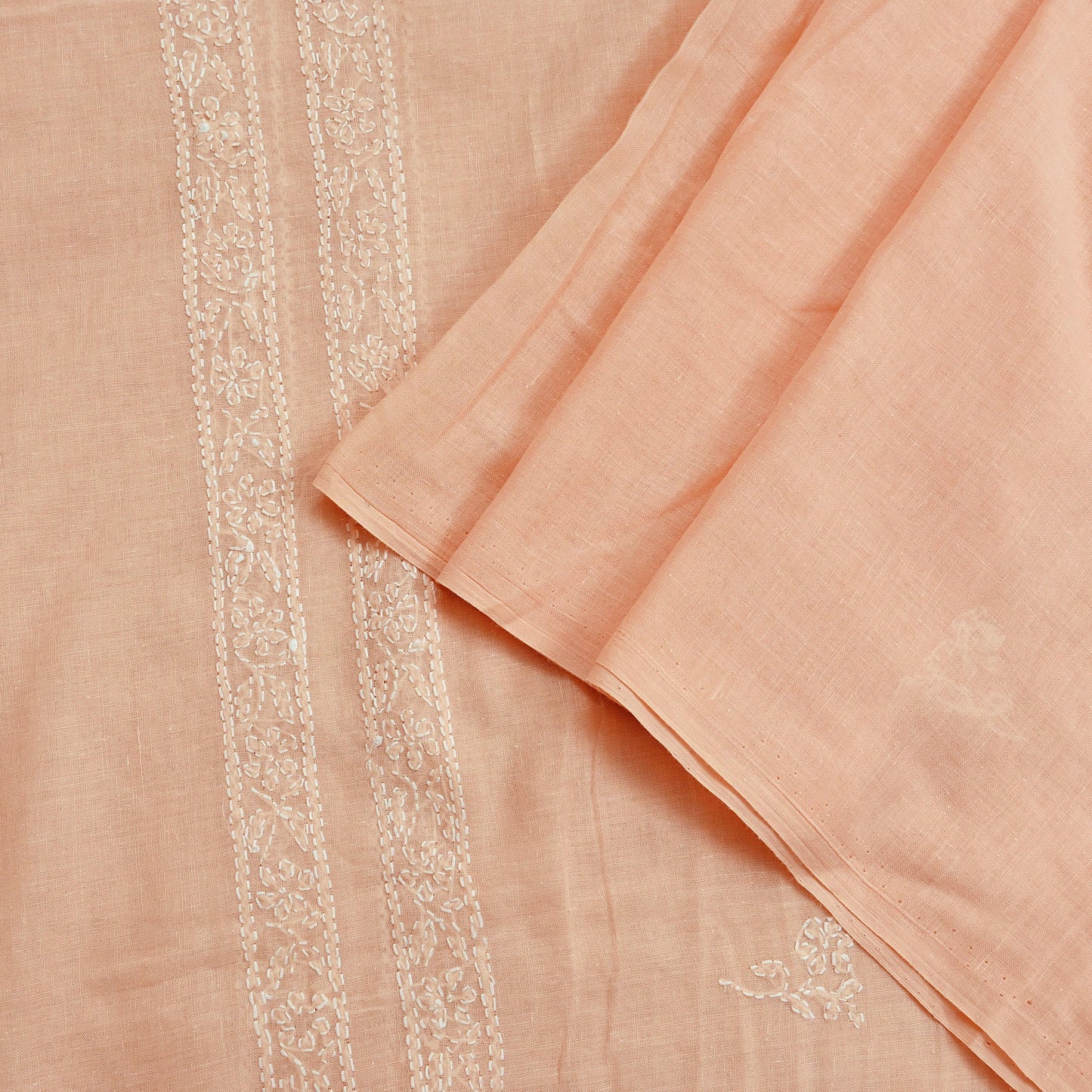 Indian Vintage Peach Dupatta Long Stole Pure Cotton Handmade Chikankari Scarves Veil Scarf Wrap Hippie Boho Soft