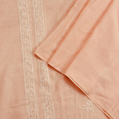Indian Vintage Peach Dupatta Long Stole Pure Cotton Handmade Chikankari Scarves Veil Scarf Wrap Hippie Boho Soft