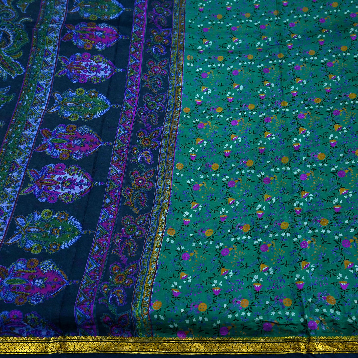 Indian Vintage Sari Pure Silk Printed Saree Craft Fabric 5yard Sewing DressMaking Soft Wrap Floral Zari Crafting Quilting Upcycle