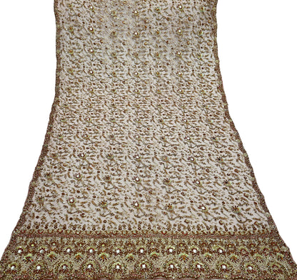 Indian Vintage Heavy Wedding Maroon Dupatta Net Mesh Long Stole Hand Embroidered Scarves Golden Zardozi Zari Sequins Dridal Veil Hijab