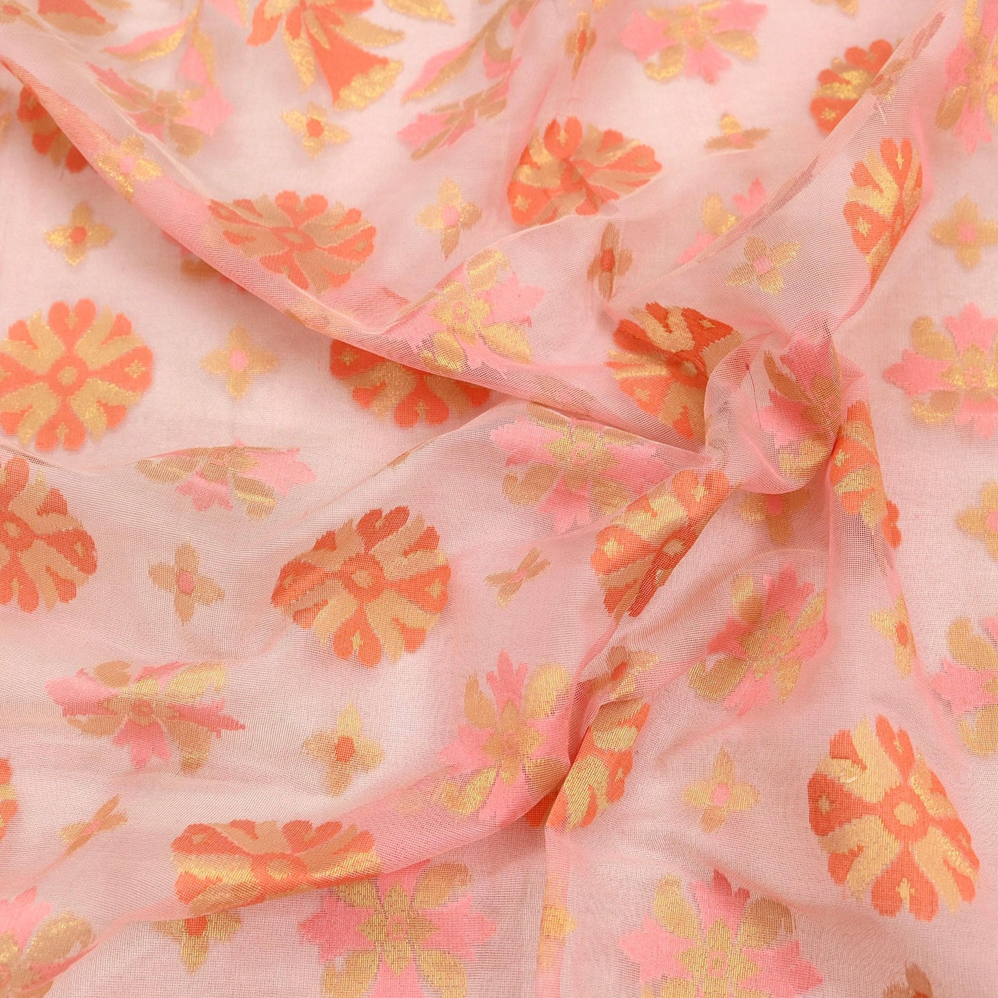 Indian Vintage Dupatta Pink Long Stole Hand Embroidery Chanderi Scarves Veil Wrap Boho