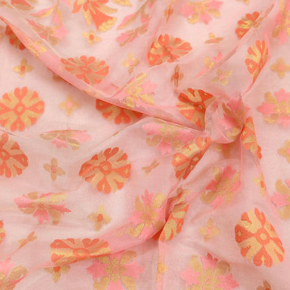 Indian Vintage Dupatta Pink Long Stole Hand Embroidery Chanderi Scarves Veil Wrap Boho
