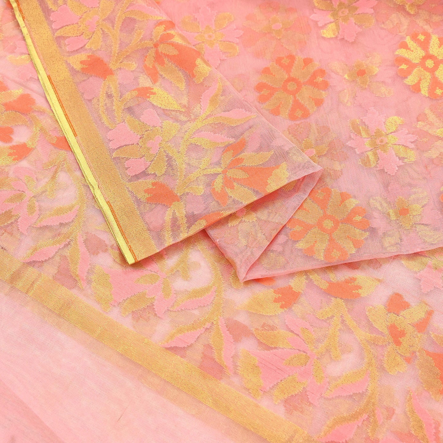 Indian Vintage Dupatta Pink Long Stole Hand Embroidery Chanderi Scarves Veil Wrap Boho