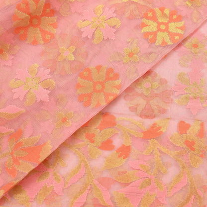 Indian Vintage Dupatta Pink Long Stole Hand Embroidery Chanderi Scarves Veil Wrap Boho