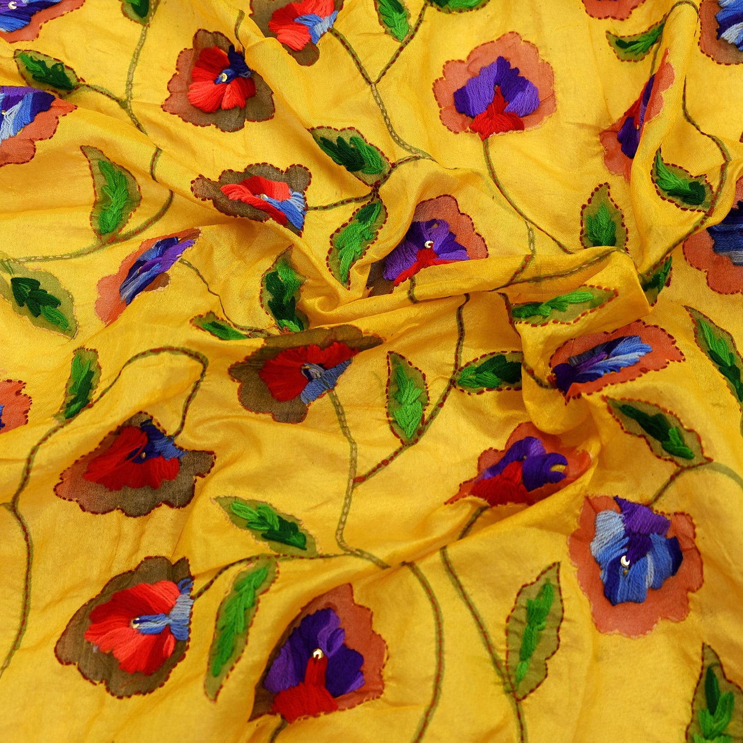 Indian Vintage Dupatta Saffron Long Stole Chanderi Hand Embroidered Bagh Phulkari Stole Scarves Party wear