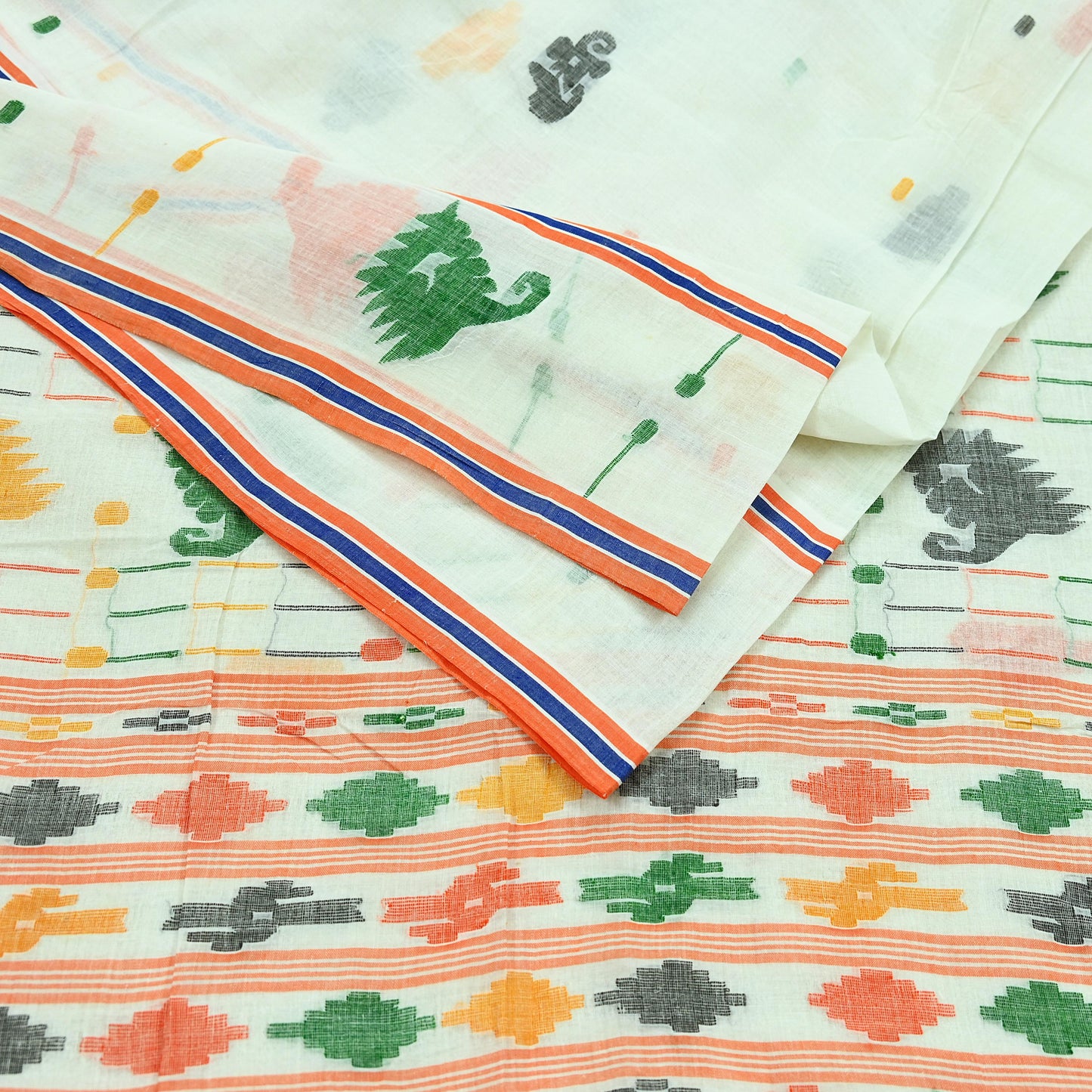 Indian Vintage Sari White Pure Cotton Hand Woven Sarees Craft Fabric 5yd Ethnic Crafting Quilting Dress Making Quilting Upcycle