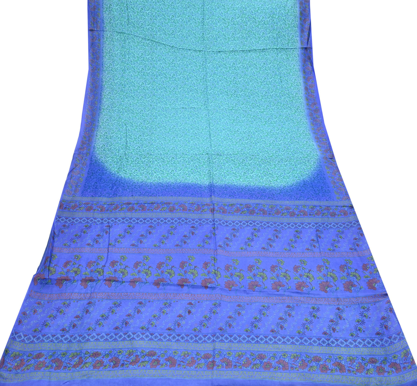 Indian Vintage Sari Green & Purple 100% Pure Silk Printed Sarees 5yd Craft Fabric Sewing Soft Dress Making Floral Quilting Crafting Upcycle
