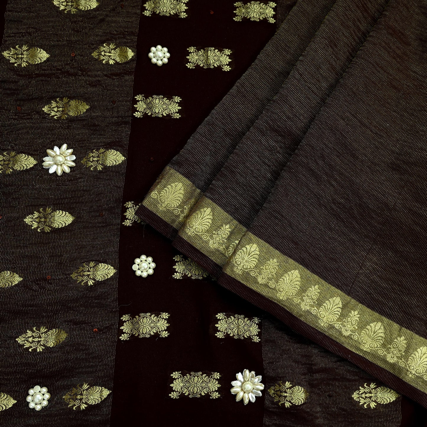 Indian Vintage Sari Maroon Hand Embroidered Pure Georgette Silk Sarees Craft Fabric 5Yd Sequins Wedding Sarees Quilting Crafting Upcycle