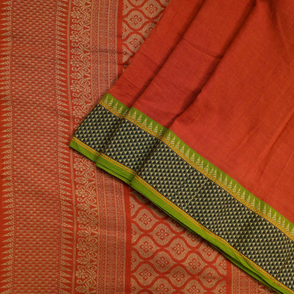 Indian Vintage Sari Orange Pure Cotton Hand Woven Sarees Craft Fabric 5-yards Ethnic Crafting Quilting Dress Making Quilting Upcycle