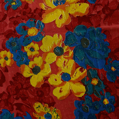 Indian Vintage Sari Red Pure Crepe Silk Printed Sarees 5yd Sewing Floral Soft Craft Fabric Wrap Dress making Crafting Quilting