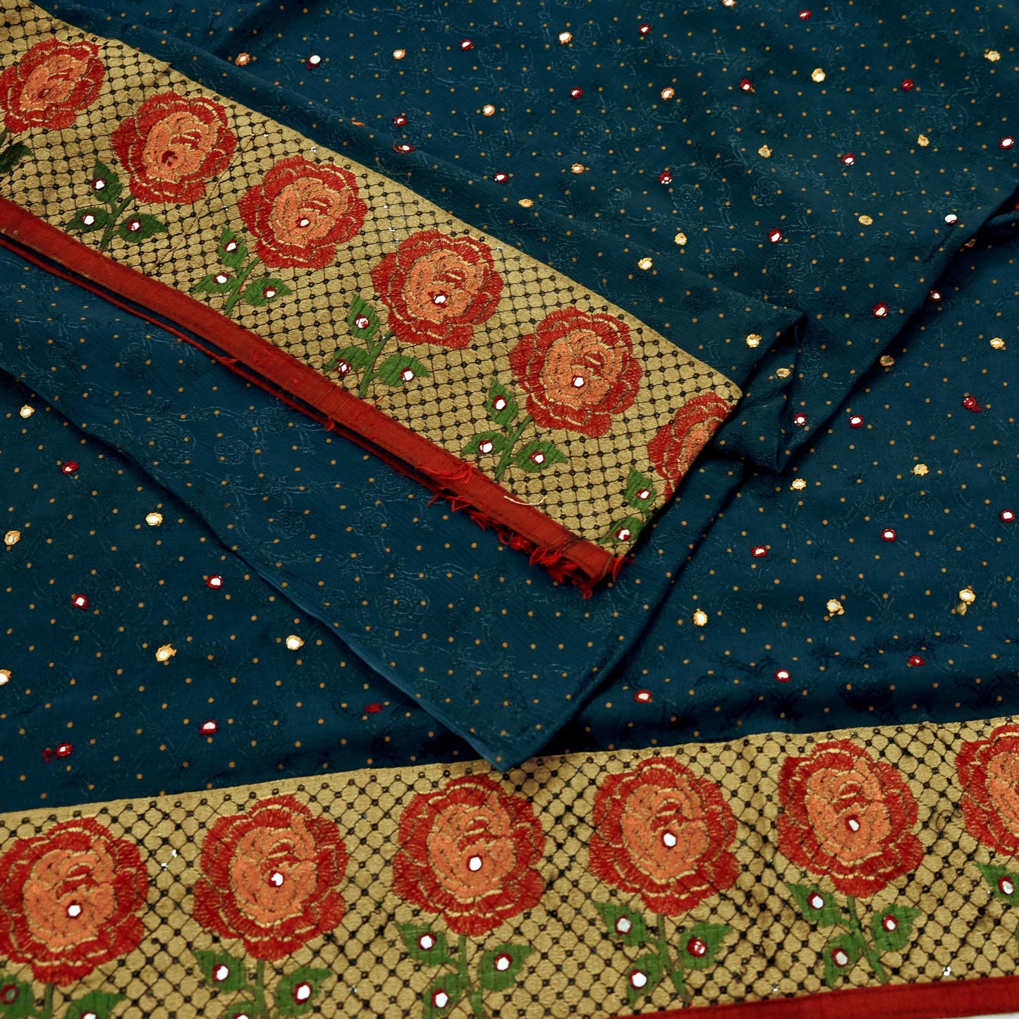 Indian Vintage Sari Gray Pure Crepe Silk Hand Embroidered Saree 5yard Sewing Floral Craft Fabric Sequins Zari