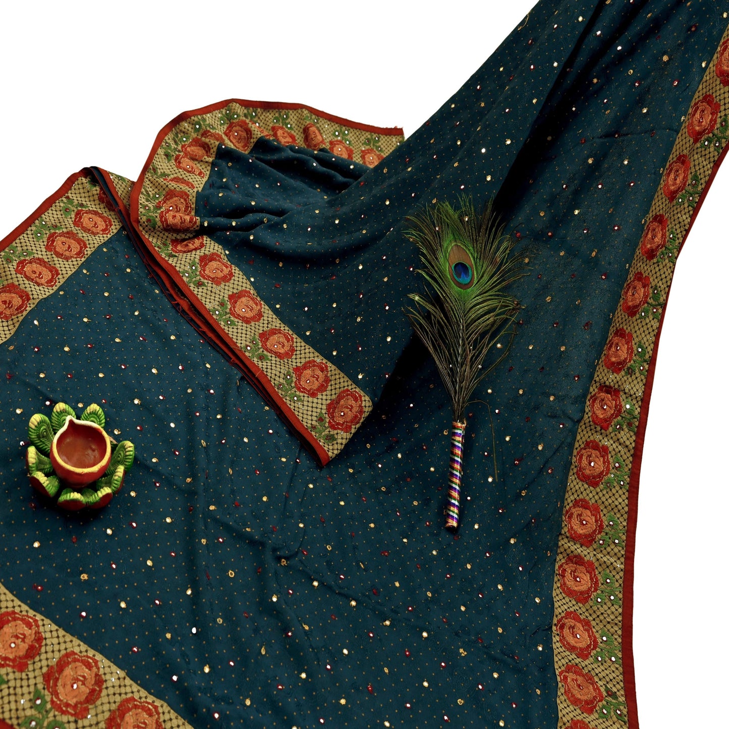 Indian Vintage Sari Gray Pure Crepe Silk Hand Embroidered Saree 5yard Sewing Floral Craft Fabric Sequins Zari