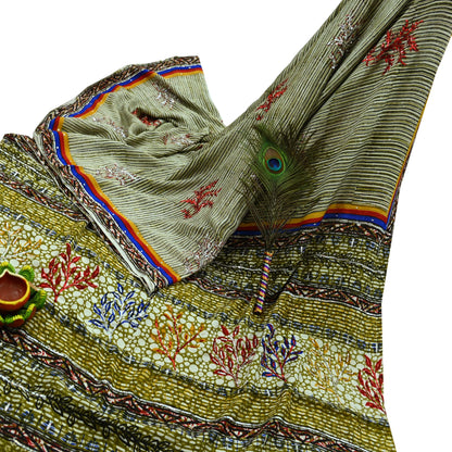 Indian Vintage Sari Pure Crepe Silk Hand Embroidered Saree 5yd Sewing Floral Craft Fabric Sequins Dress making Crafting Quilting