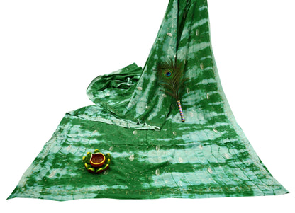 Indian Vintage Saree Pure Crepe Silk Hand Embroidered Tie-Dye Sari Fabric 5yard Sewing Craft Fabric Ethnic Dressmaking Crafting Zardozi Zari