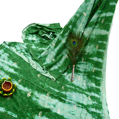 Indian Vintage Saree Pure Crepe Silk Hand Embroidered Tie-Dye Sari Fabric 5yard Sewing Craft Fabric Ethnic Dressmaking Crafting Zardozi Zari