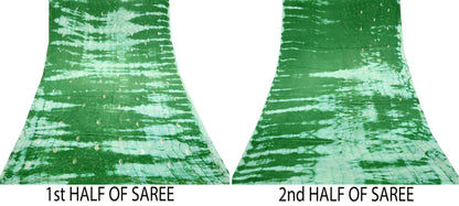Indian Vintage Saree Pure Crepe Silk Hand Embroidered Tie-Dye Sari Fabric 5yard Sewing Craft Fabric Ethnic Dressmaking Crafting Zardozi Zari