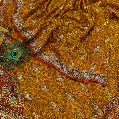 Indian Vintage Saree Pure Chiffon Silk Pre-owned Hand Beaded Ritu Kumar Designer Sari Fabric 6-Yards Soft Ethnic Bollywood Party sarees