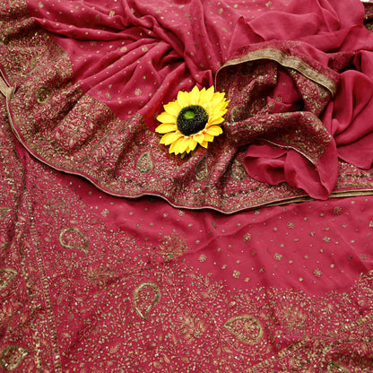 Indian Vintage Pink Sarees Pure Georgette Silk Pre-owned Hand Beaded Ritu Kumar Designer Sari 5Yd Soft Ethnic Bollywood Party sarees