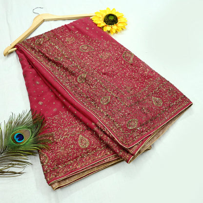 Indian Vintage Pink Sarees Pure Georgette Silk Pre-owned Hand Beaded Ritu Kumar Designer Sari 5Yd Soft Ethnic Bollywood Party sarees