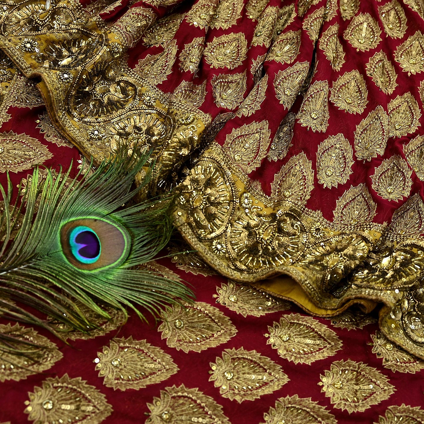 Indian Heavy Sari Red Pure Georgette Silk Hand Embroidered Sarees Designer Manish Malhotra 6Yd Sewing Ethnic Bollywood party wear saree