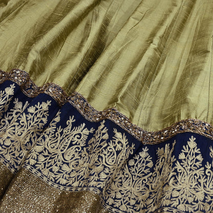 Indian Heavy Wedding Green Pure Chanderi Silk Hand Embroidered Lehenga/Skirt Designer By Manish Malhotra Bridal Wear Zardozi/ Dabka