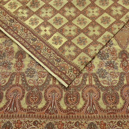 Indian Vintage Beige Sari Blend Silk Hand Embroidered Sarees 5Yd Craft Fabric Sewing soft Quilting Crafting Upcycle Ethnic Bollywood sarees