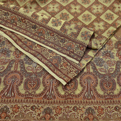 Indian Vintage Beige Sari Blend Silk Hand Embroidered Sarees 5Yd Craft Fabric Sewing soft Quilting Crafting Upcycle Ethnic Bollywood sarees