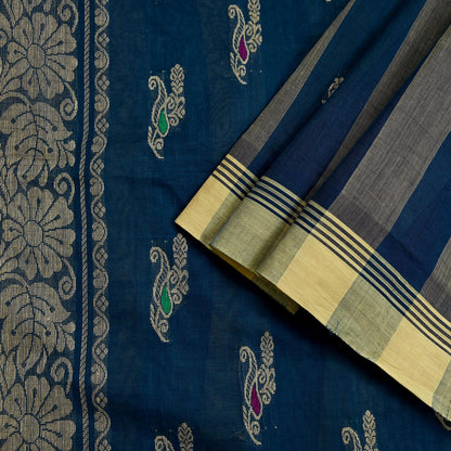 Indian Vintage Sari Green & Beige Pure Cotton Hand Woven Sarees Craft Fabric 5yd Ethnic Paisley Crafting Upcycle Quilting Dress Making