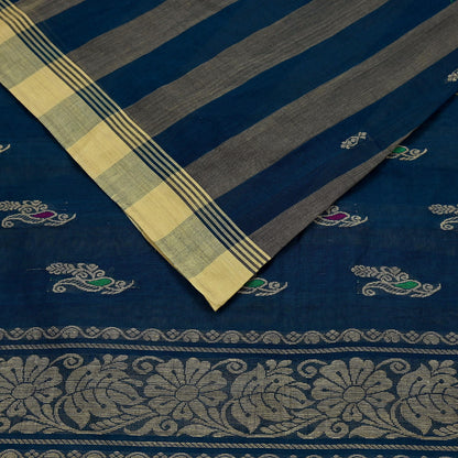 Indian Vintage Sari Green & Beige Pure Cotton Hand Woven Sarees Craft Fabric 5yd Ethnic Paisley Crafting Upcycle Quilting Dress Making
