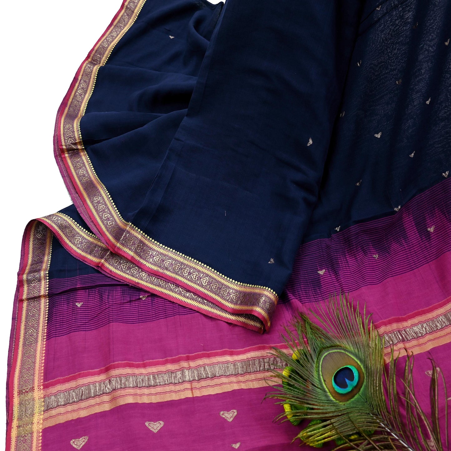 Indian Vintage Sari Pure Cotton Hand Woven Saree Craft Fabric 5yd Sewing Ethnic Soft Dress making Crafting Quilting Dress Designing