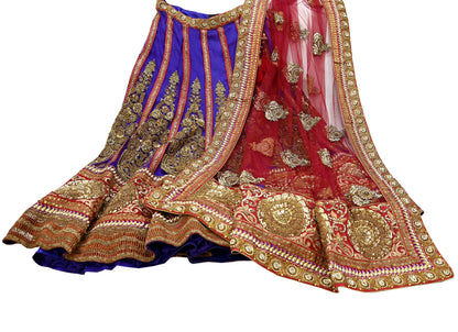 Indian New Heavy Purple & Maroon Colored Mesh/Net Hand Embroidered Lehenga 2pcs Set By Designer Sabyasachi Bridal Wear