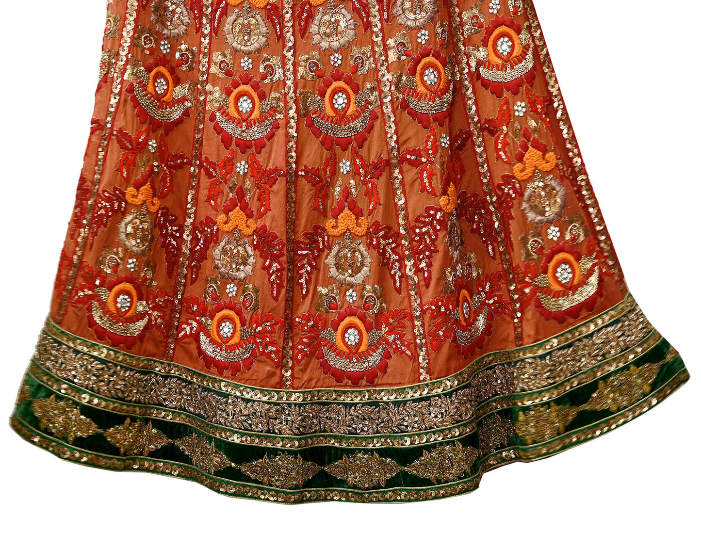 Indian Vintage Heavy Brown Pure chanderi Silk Hand Embroidered Lehenga Skirt By Designer Sabyasachi Bridal Wear Dabka/ Zardozi