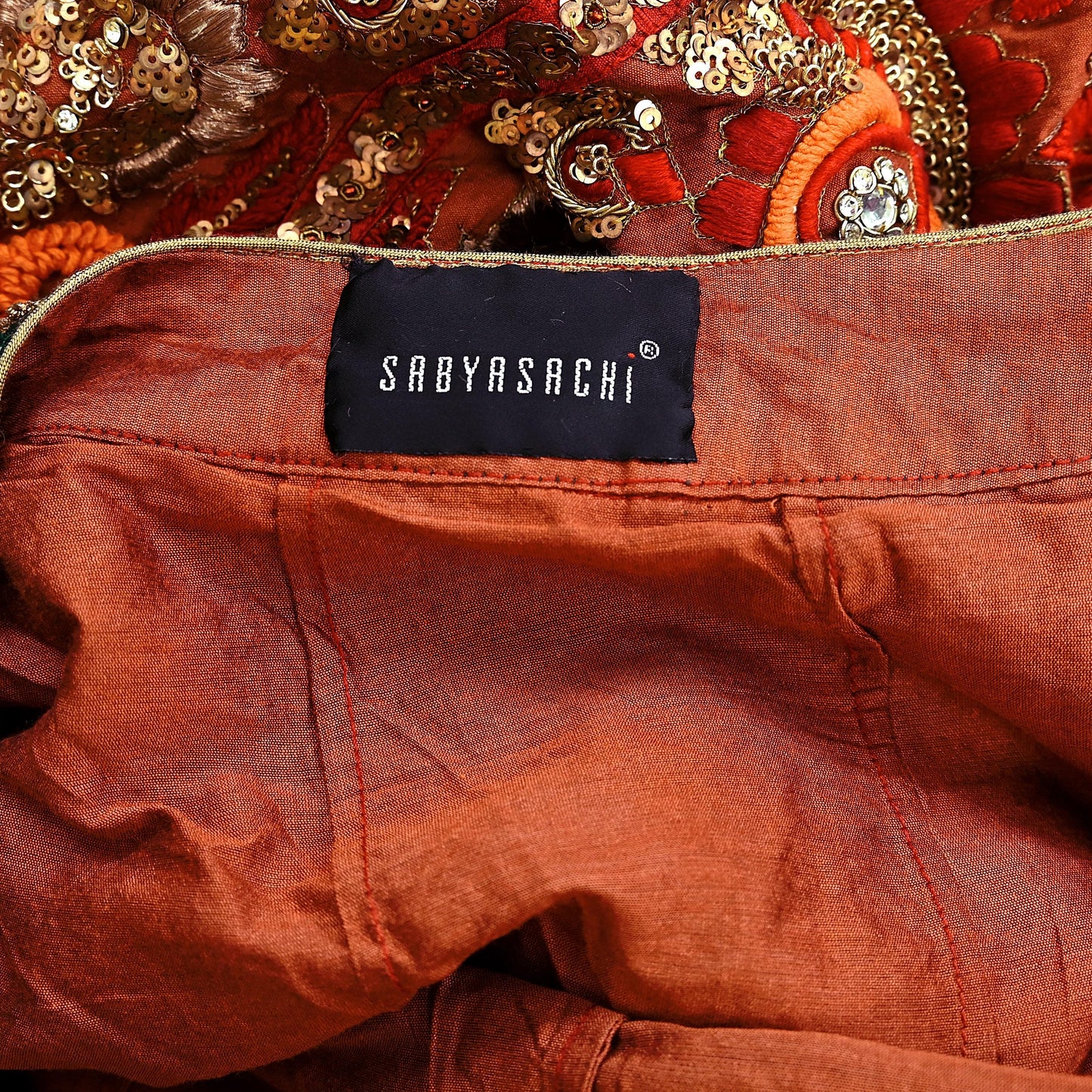 Indian Vintage Heavy Brown Pure chanderi Silk Hand Embroidered Lehenga Skirt By Designer Sabyasachi Bridal Wear Dabka/ Zardozi