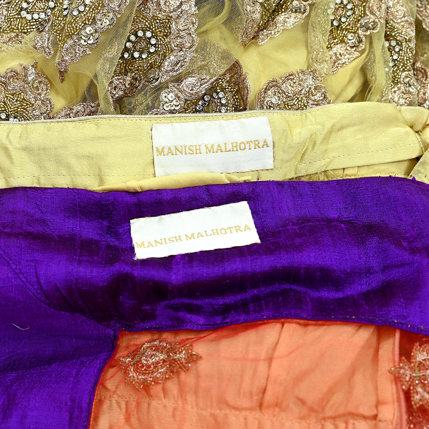 Indian Heavy Wedding Yellow & Red Net/Mesh Hand Embroidered Lehenga 2pcs Set Designer By Manish Malhotra Party Wear