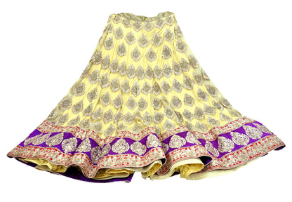 Indian Heavy Wedding Yellow Net/Mesh Hand Embroidered Lehenga/Skirt Designer By Manish Malhotra Bridal Wear Zardozi/ Dabka