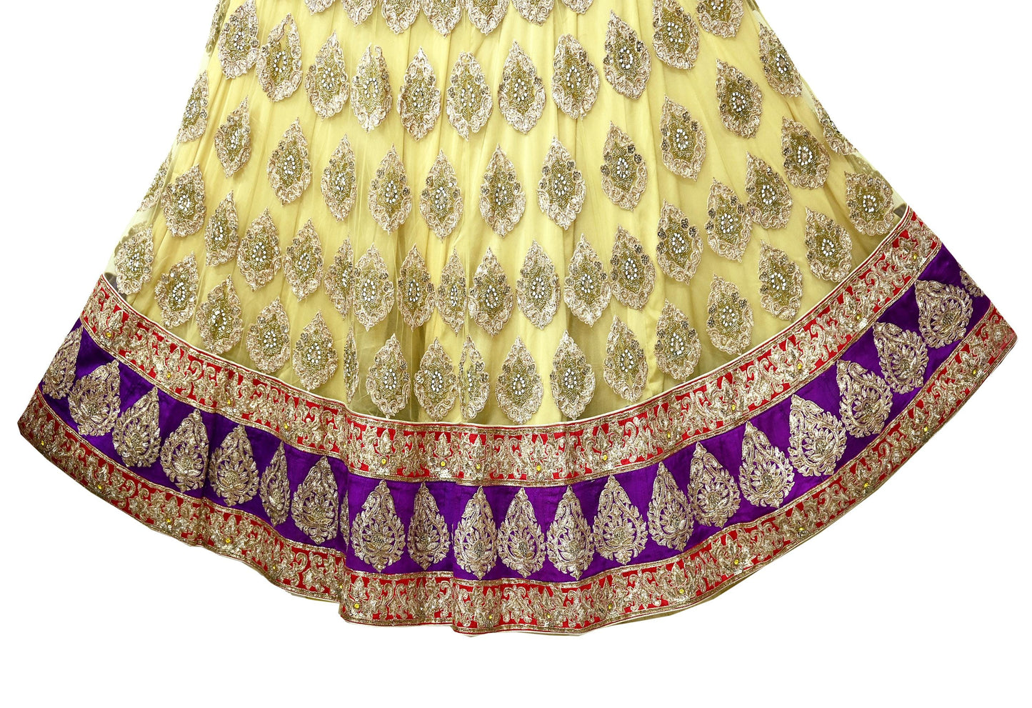 Indian Heavy Wedding Yellow Net/Mesh Hand Embroidered Lehenga/Skirt Designer By Manish Malhotra Bridal Wear Zardozi/ Dabka