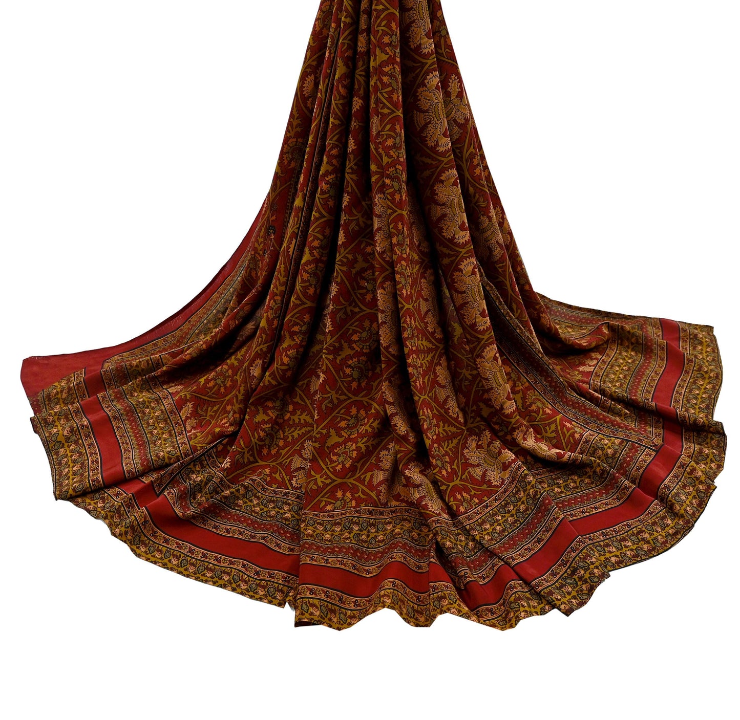 Indian Vintage Maroon Dupatta Long Stole Pure Crepe silk Printed Dupatta Veil Scarves soft Boho Wrap Dressmaking Paisley