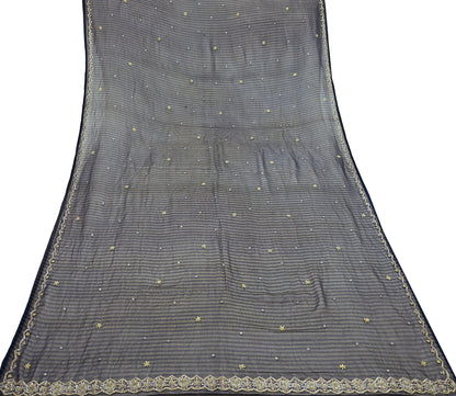 Indian Vintage Blue Dupatta Pure Georgette silk Long Stole Hand Embroidered Scarves Stole Veil Wrap Sequins Zardozi