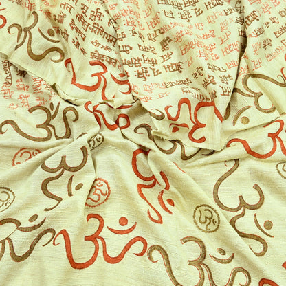 Indian Vintage Ivory Dupatta Long Stole 100% Pure Khadi Silk Hand Woven/ Painted Indian Scarves Veil Scarf Wrap Hippie Fringes